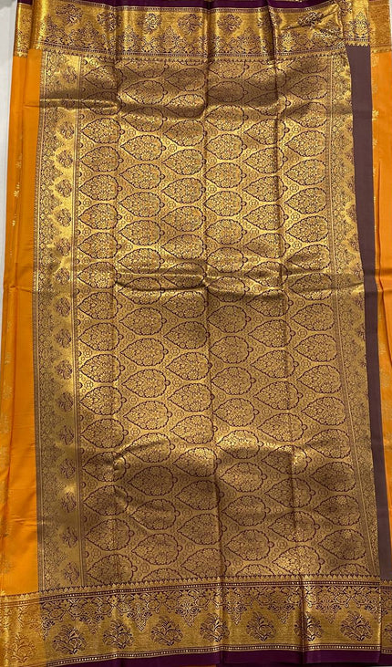 Mustard Yellow Soft Silk Saree with Royal Gold Zari Border| S28_1