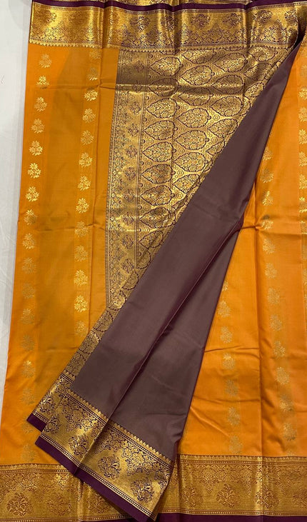 Mustard Yellow Soft Silk Saree with Royal Gold Zari Border| S28_1