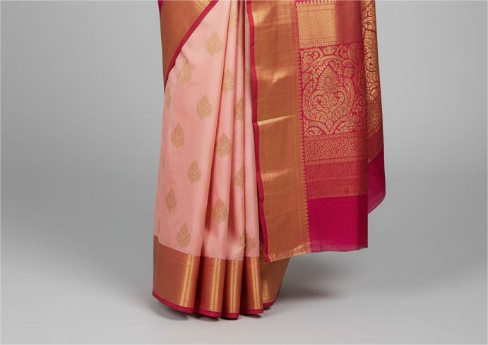 Pink Kanchipuram Semi Silk Saree With Butta Design|AS-005