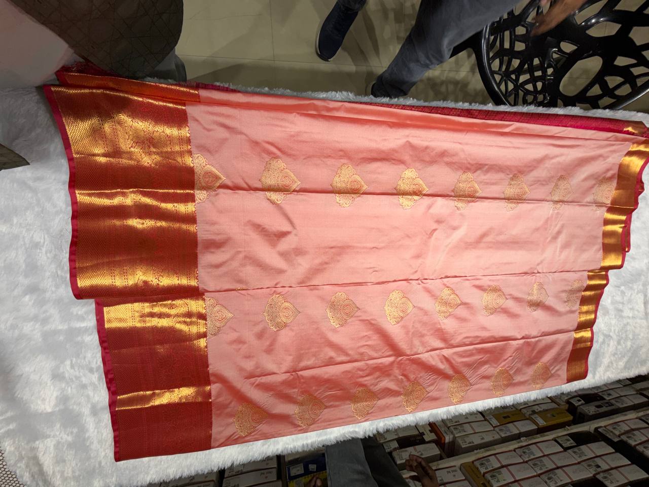 Pink Kanchipuram Semi Silk Saree With Butta Design|AS-005