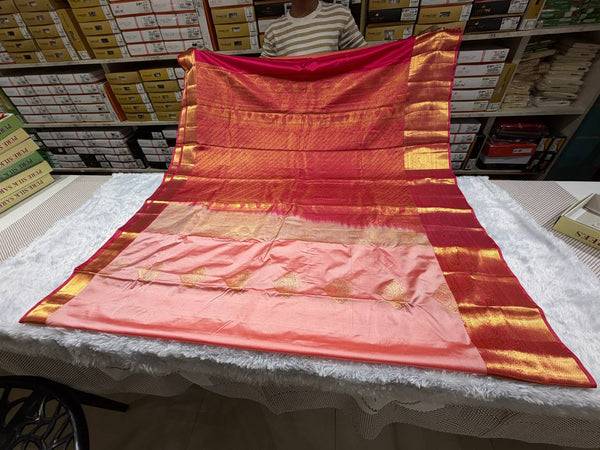 Pink Kanchipuram Semi Silk Saree With Butta Design|AS-005
