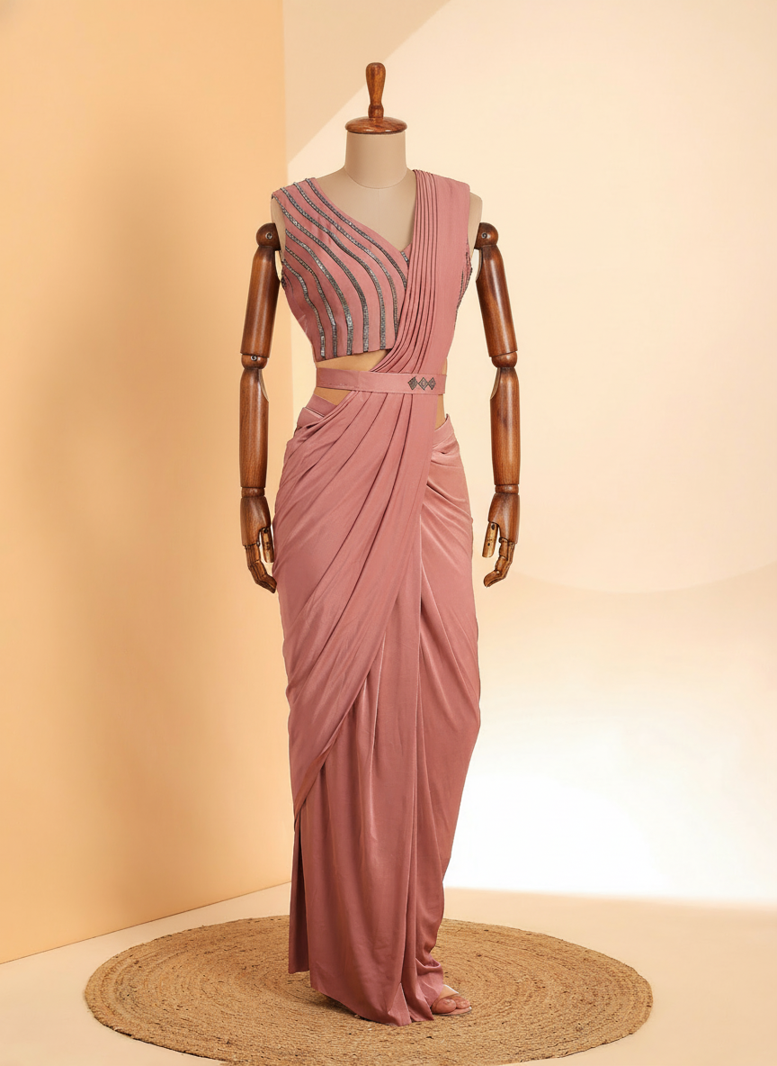 Pink Ready to wear saree