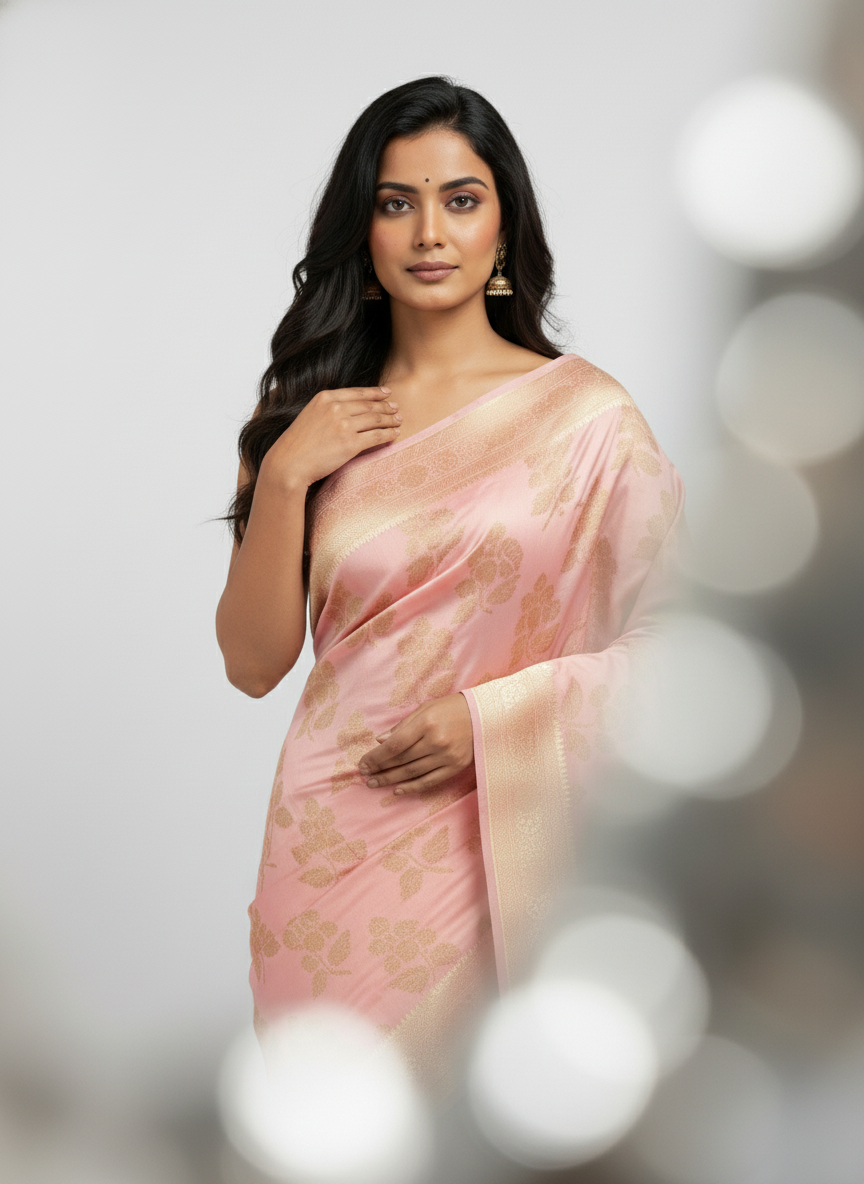 Marron Semi Silk Saree with Woven Border| AS-00245