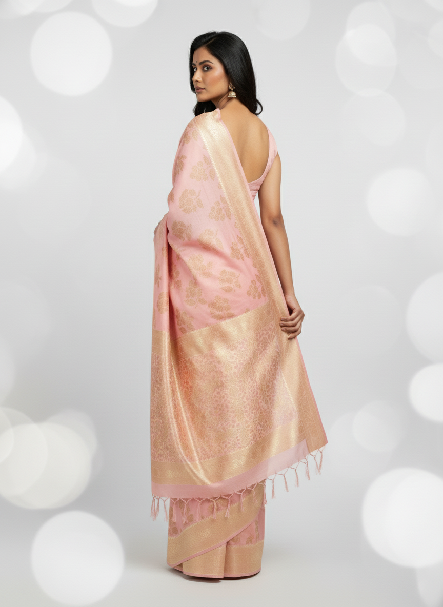 Marron Semi Silk Saree with Woven Border| AS-00245