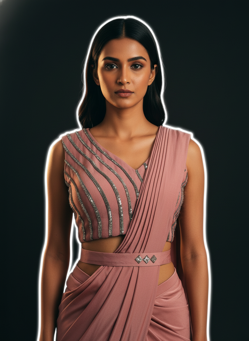 Pink Ready to wear saree