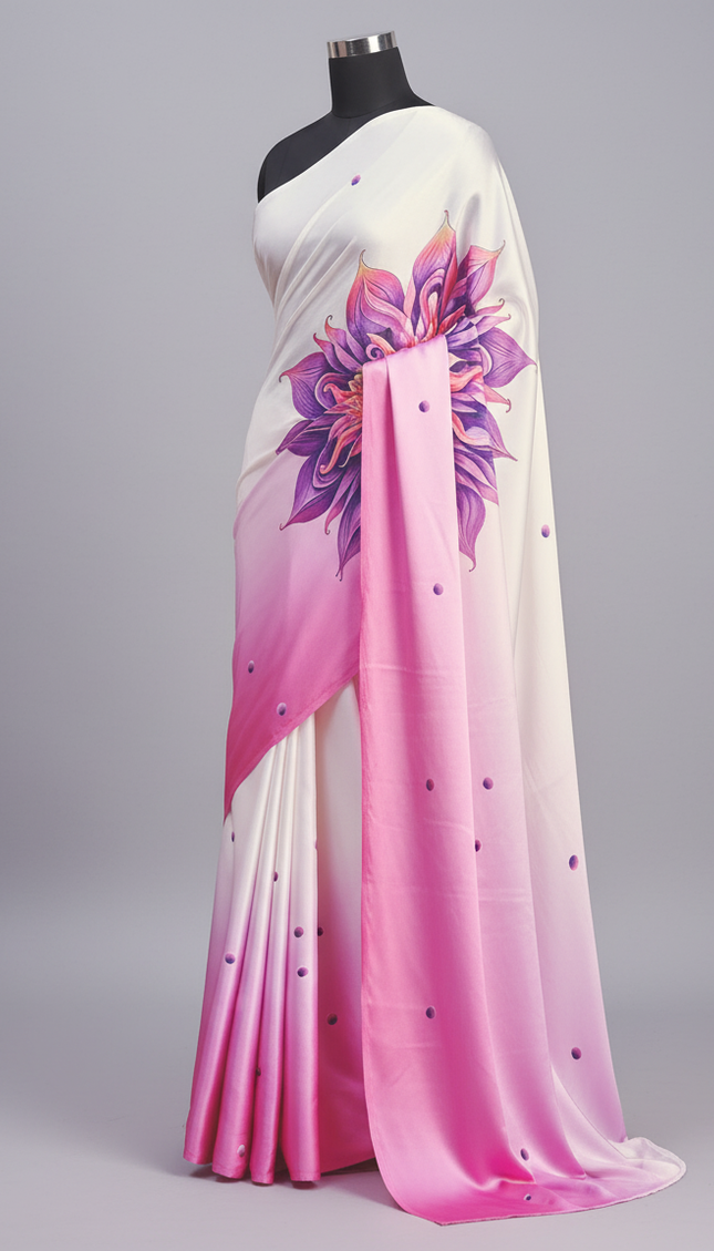 Pink emi Dola Silk Saree with ready pallu