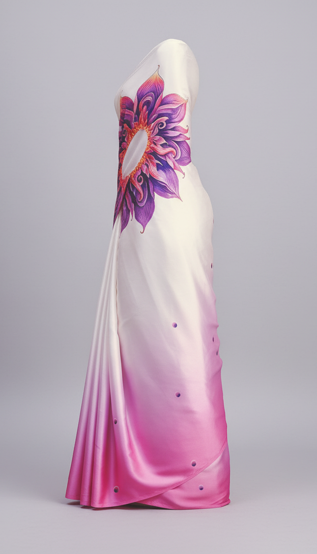 Pink emi Dola Silk Saree with ready pallu