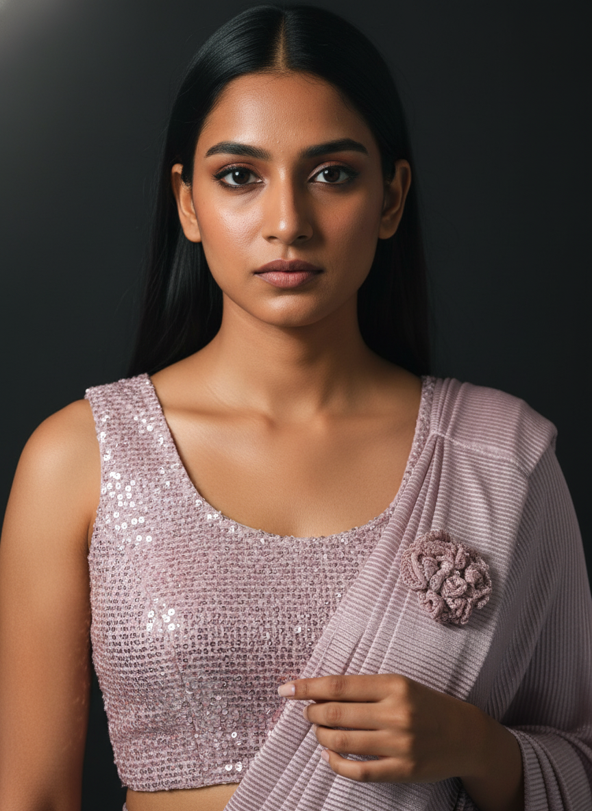 Pink Soft Silk Ready-to-Wear Saree | Pre-Draped 1-Minute Saree with Blouse