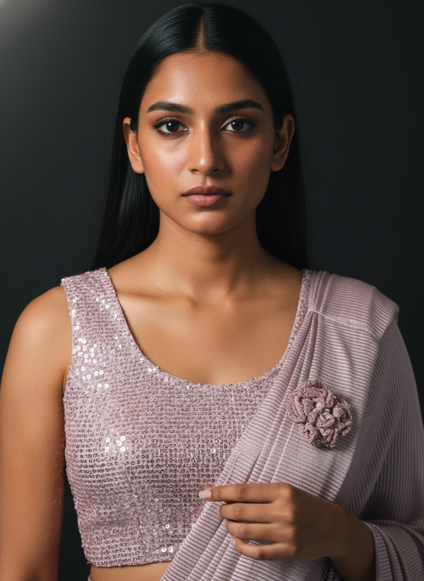 Pink Soft Silk Ready-to-Wear Saree | Pre-Draped 1-Minute Saree with Blouse