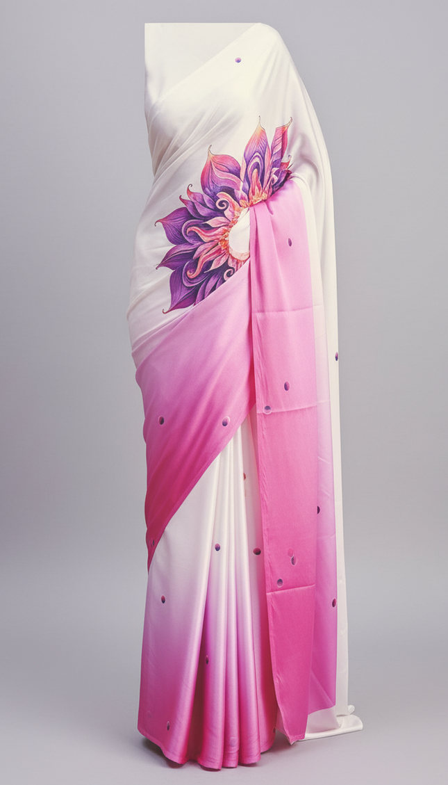 Pink emi Dola Silk Saree with ready pallu