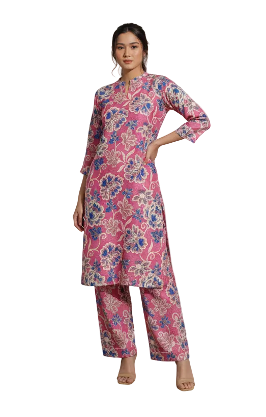 Purple Vatican Silk Printed Co-Ord Set For Women|K3_1