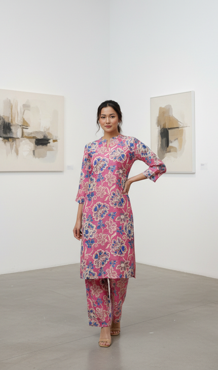 Purple Vatican Silk Printed Co-Ord Set For Women|K3_1