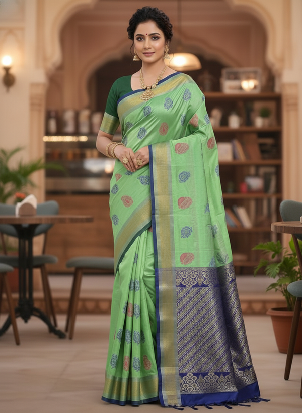 Pista Pure Kancheepuram Silk Saree  |AS-0062