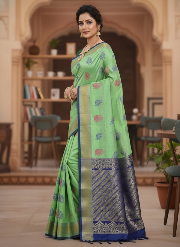Pista Pure Kancheepuram Silk Saree  |AS-0062
