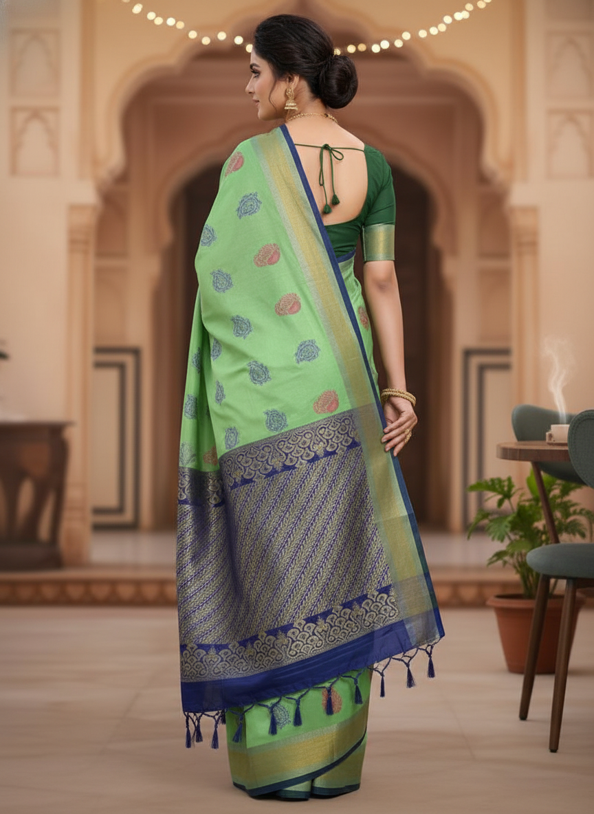 Pista Pure Kancheepuram Silk Saree  |AS-0062
