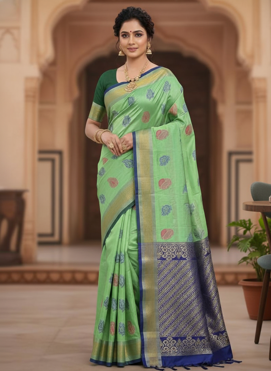Pista Pure Kancheepuram Silk Saree  |AS-0062