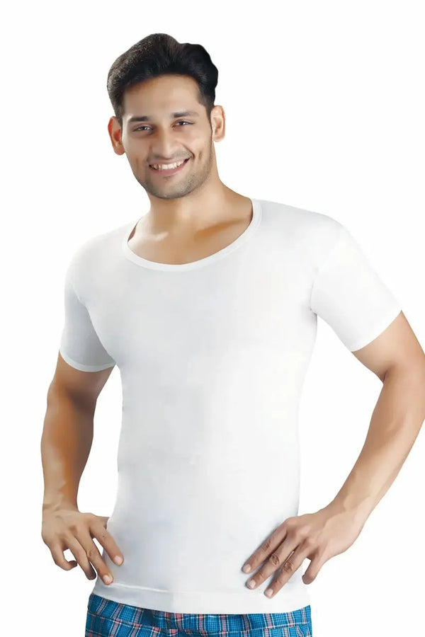 V Star White Half Sleeve Vest