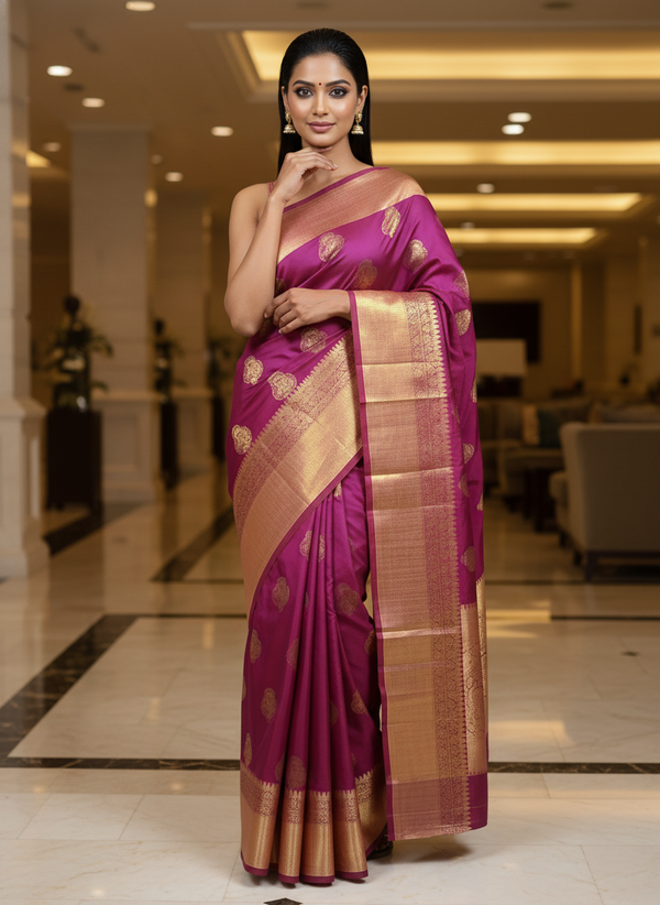 Purple Semi Silk Kanchipuram Saree|AS-008