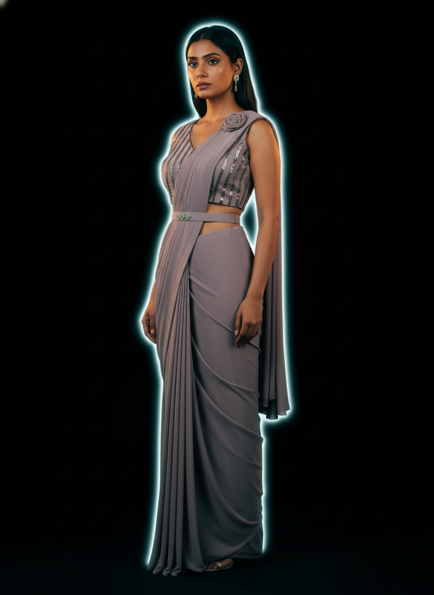 Grey Ready to wear saree