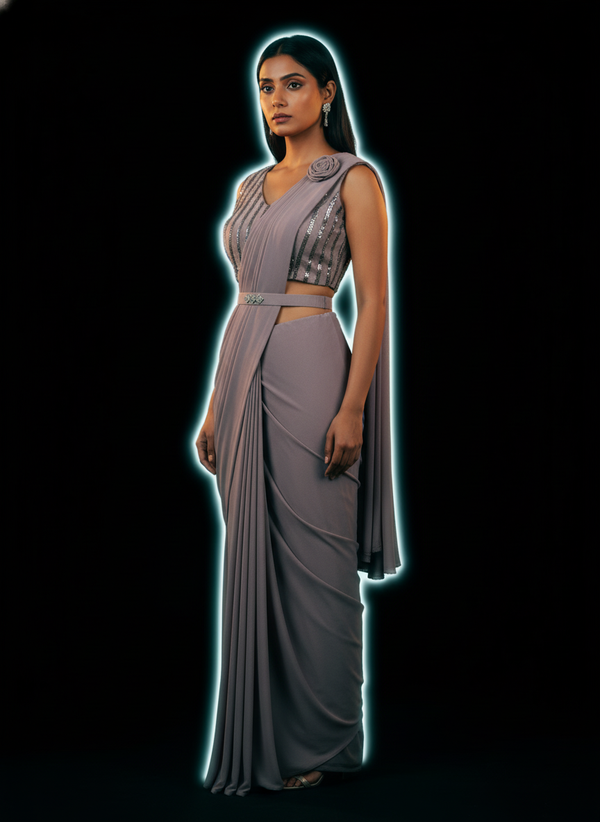 Grey Ready to wear saree