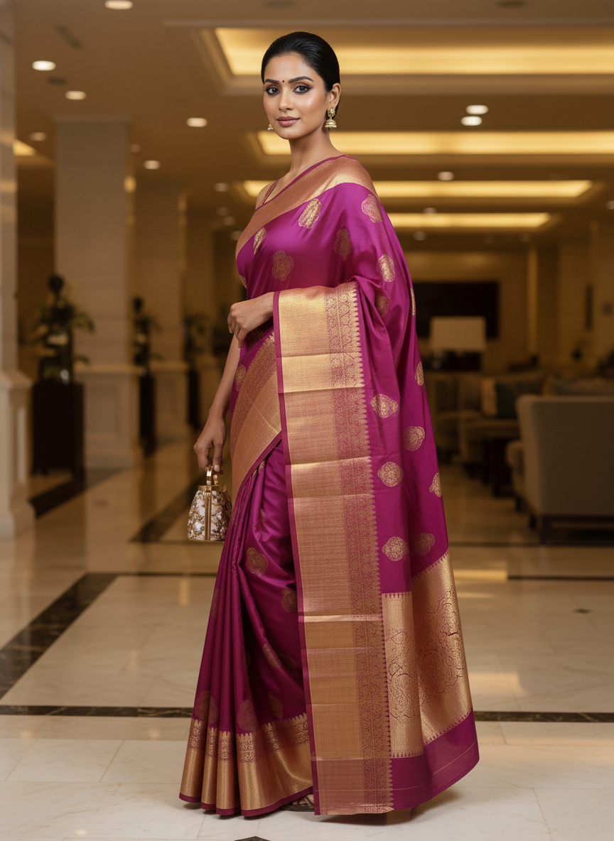 Purple Semi Silk Kanchipuram Saree|AS-008