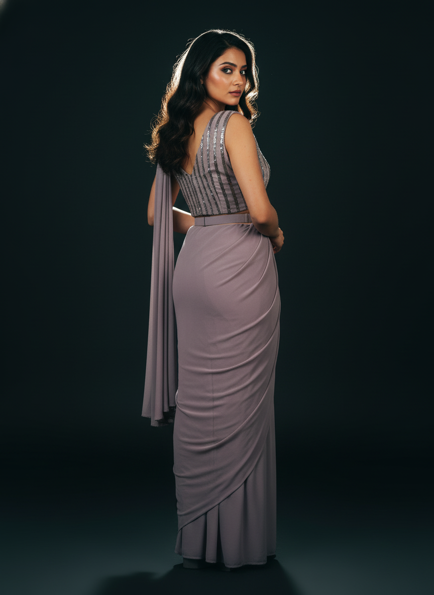 Grey Ready to wear saree