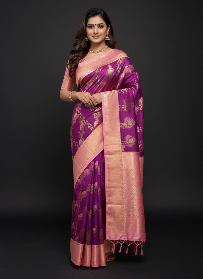 Semi silk Kanchipuram With Butta Design| AS-00132