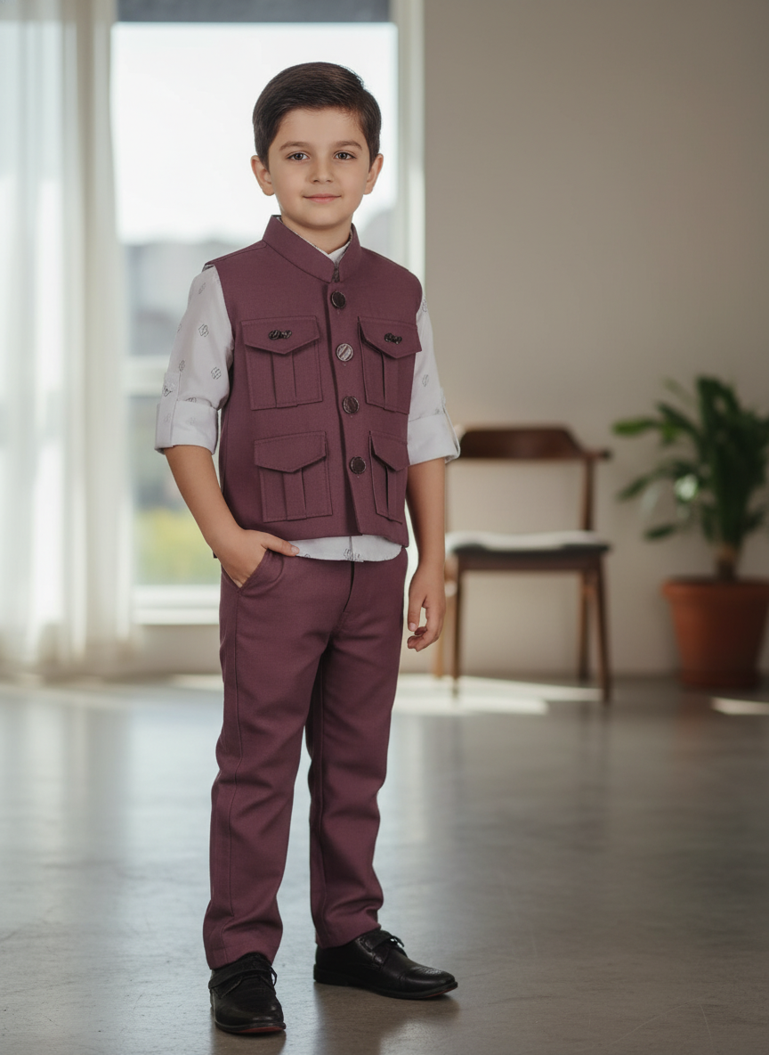 Boys' Pinstripe Vest Suit Set | Formal Occasion Wear
