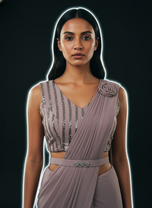 Grey Ready to wear saree