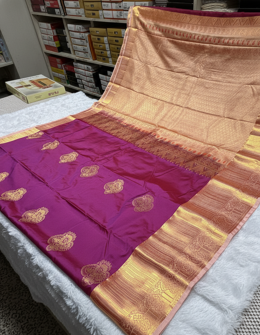 Purple Semi Silk Kanchipuram Saree|AS-008