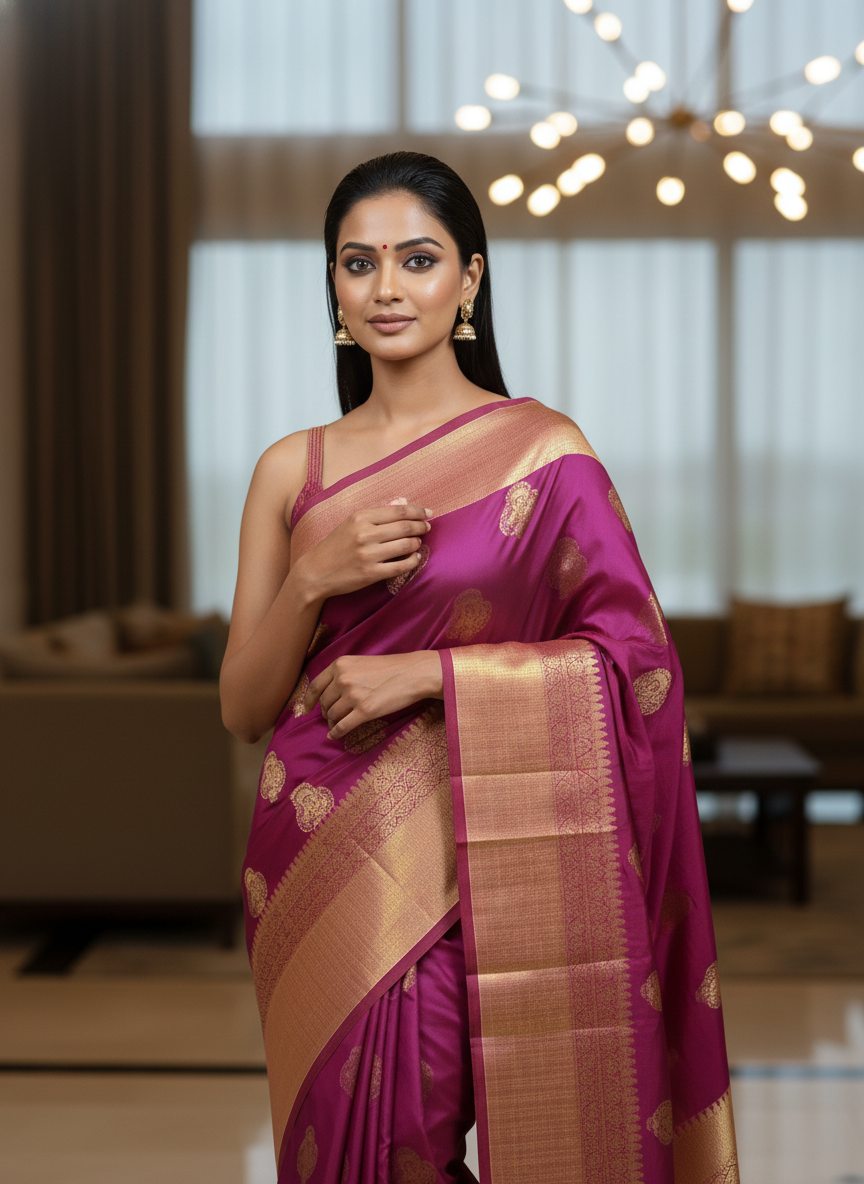 Purple Semi Silk Kanchipuram Saree|AS-008