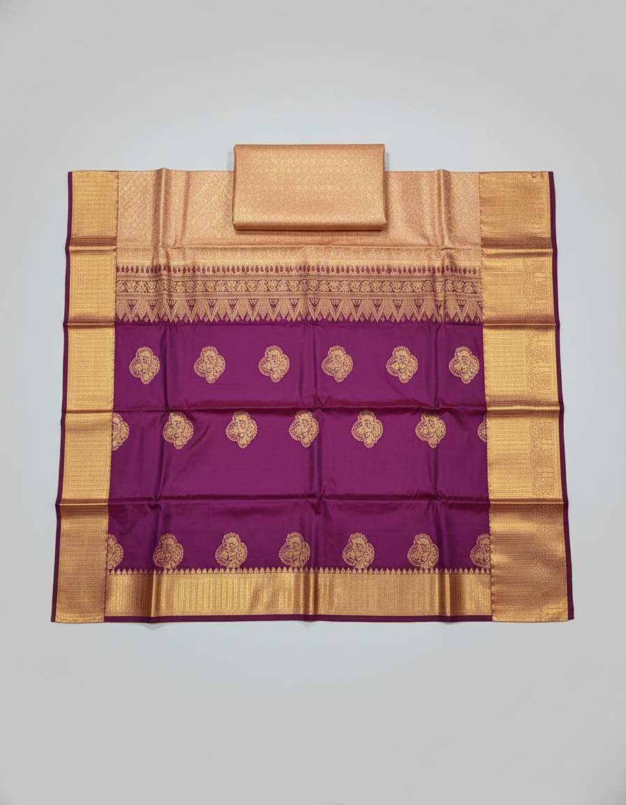 Purple Semi Silk Kanchipuram Saree|AS-008