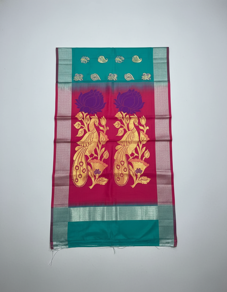 Rama green Woven Kanjivaram Saree|AS-0054