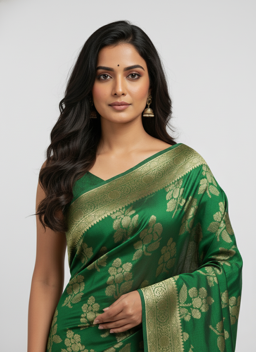 Marron Semi Silk Saree with Woven Border| AS-00245