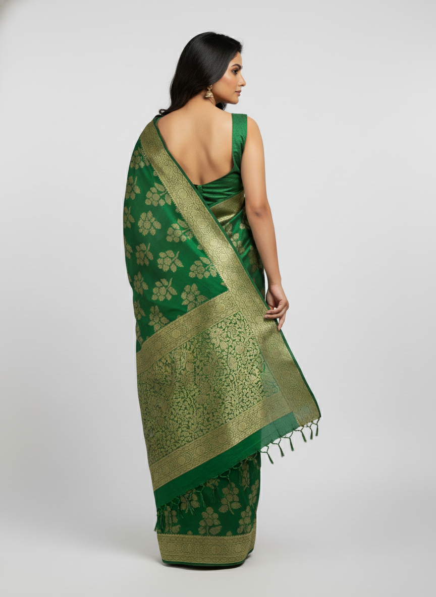 Marron Semi Silk Saree with Woven Border| AS-00245