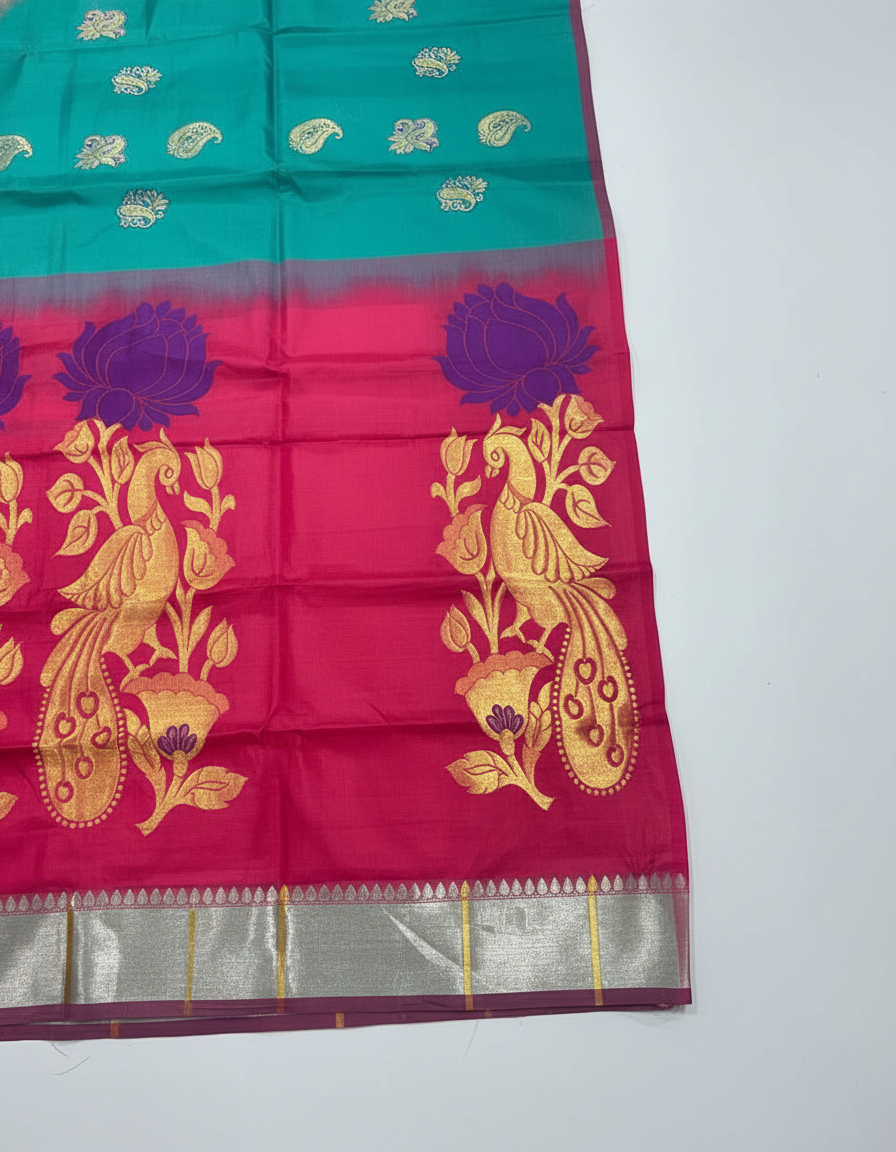 Rama green Woven Kanjivaram Saree|AS-0054