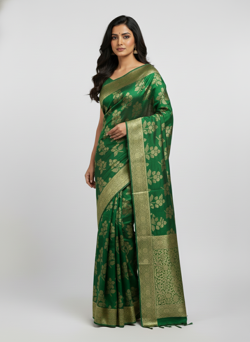 Marron Semi Silk Saree with Woven Border| AS-00245