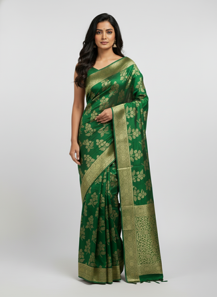 Marron Semi Silk Saree with Woven Border| AS-00245