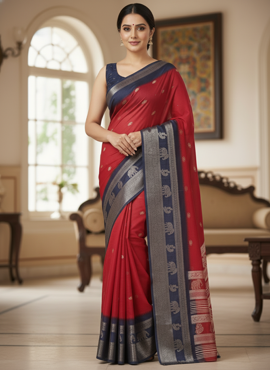 Emerald cream Printed Soft chiffon Saree | AS-0094