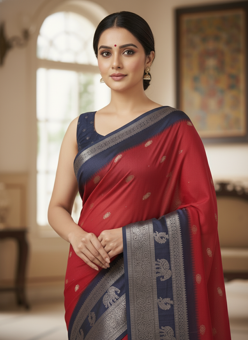 Emerald cream Printed Soft chiffon Saree | AS-0094