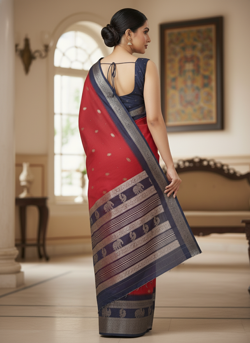 Emerald cream Printed Soft chiffon Saree | AS-0094