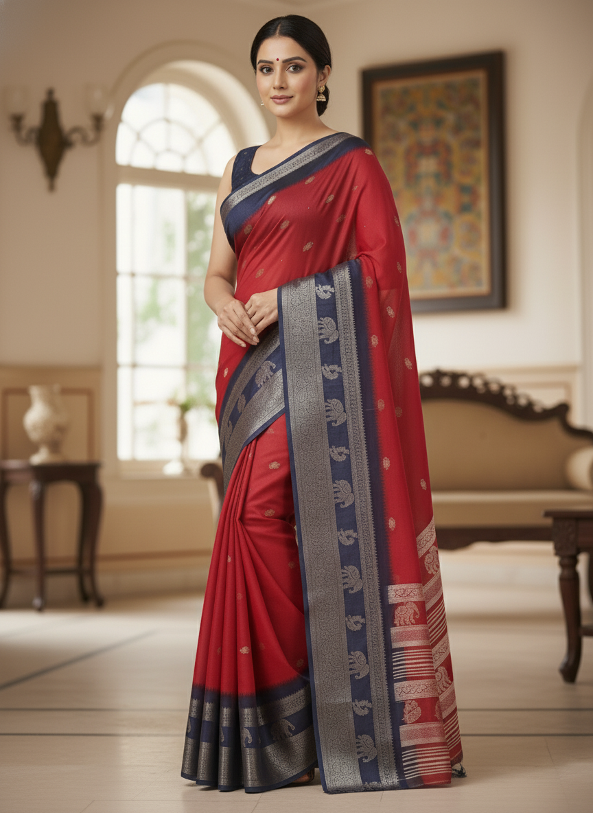 Emerald cream Printed Soft chiffon Saree | AS-0094