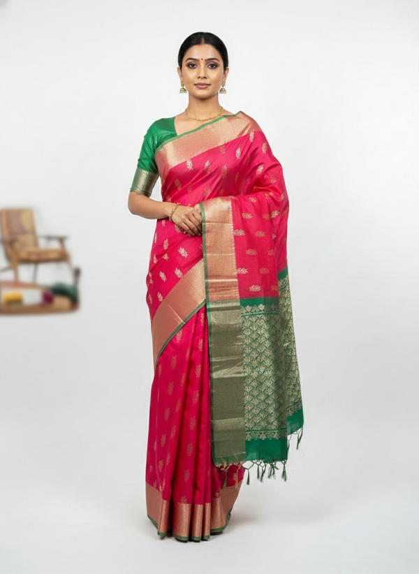 Handloom pure Silk Saree with Zari Border| AS-003