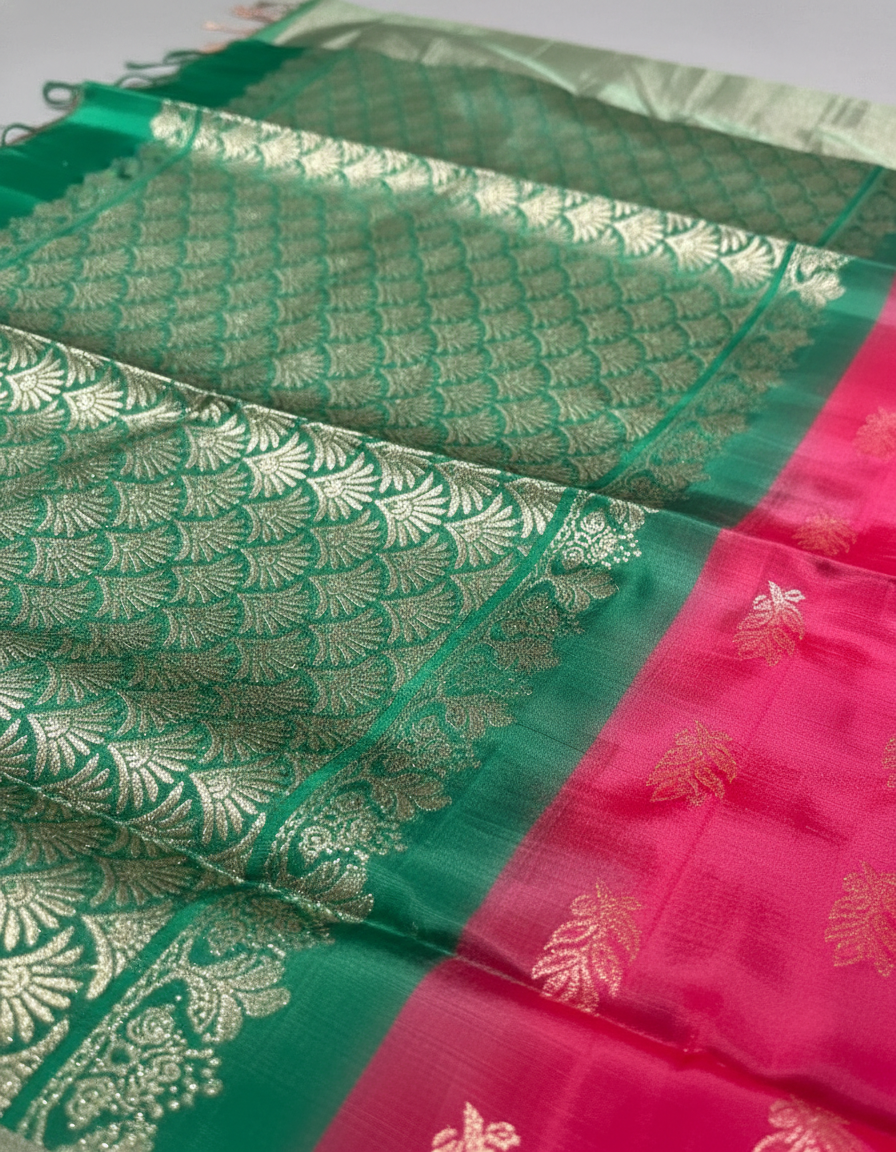Handloom pure Silk Saree with Zari Border| AS-003