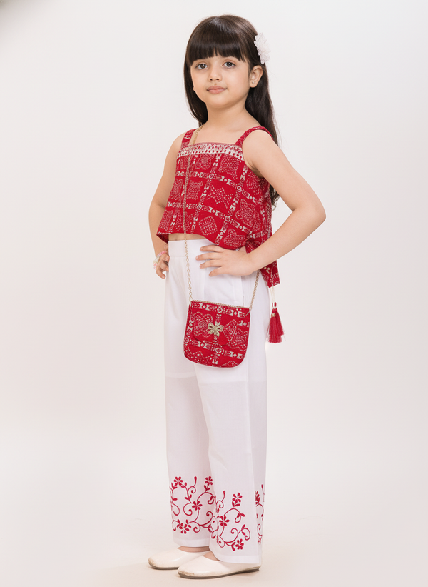 Girls' Designer Embroidered Palazzo Set | Festive Ethnic Wear