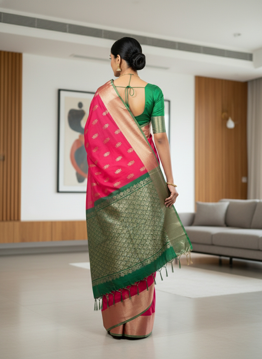 Handloom pure Silk Saree with Zari Border| AS-003