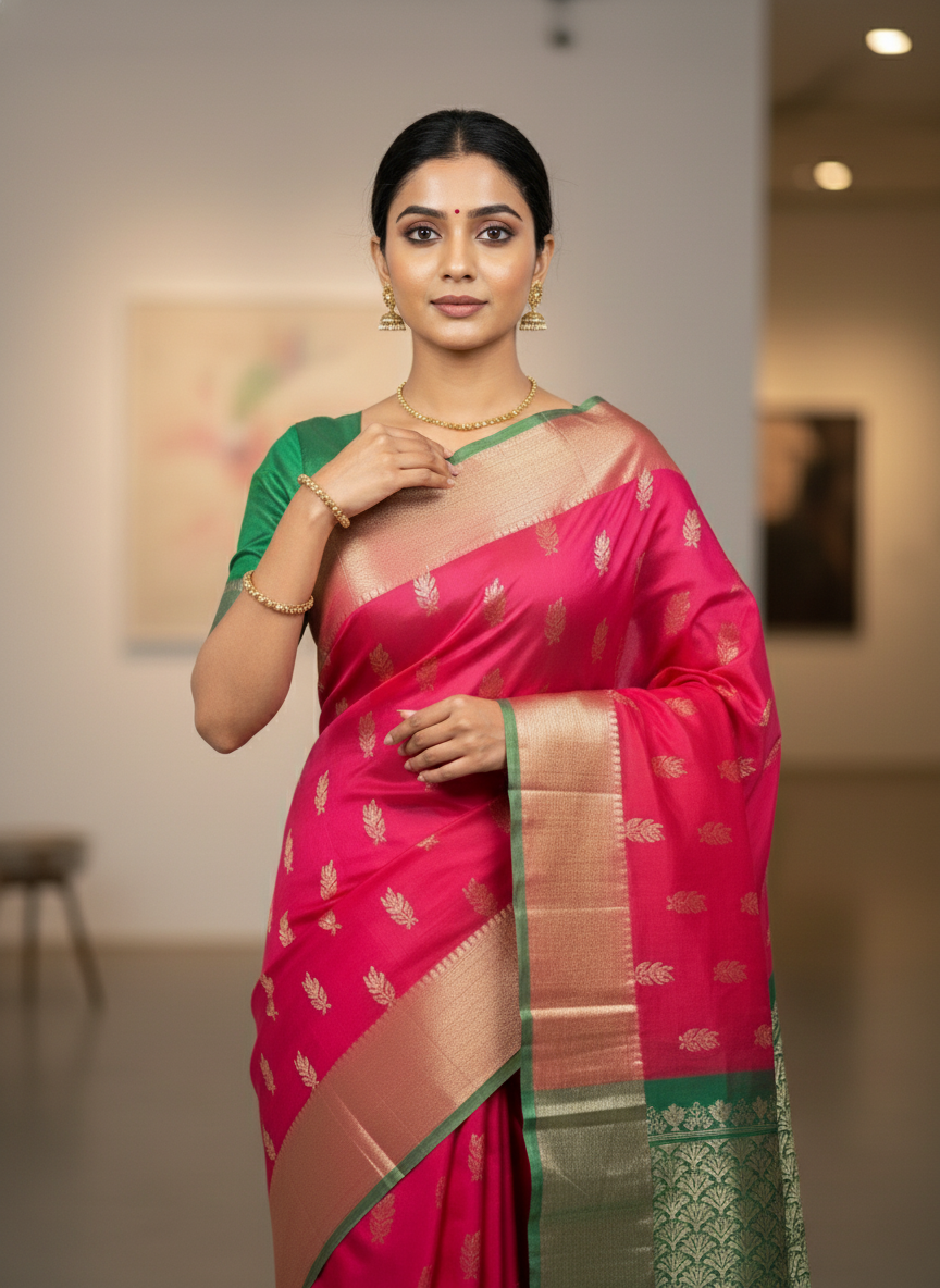 Handloom pure Silk Saree with Zari Border| AS-003