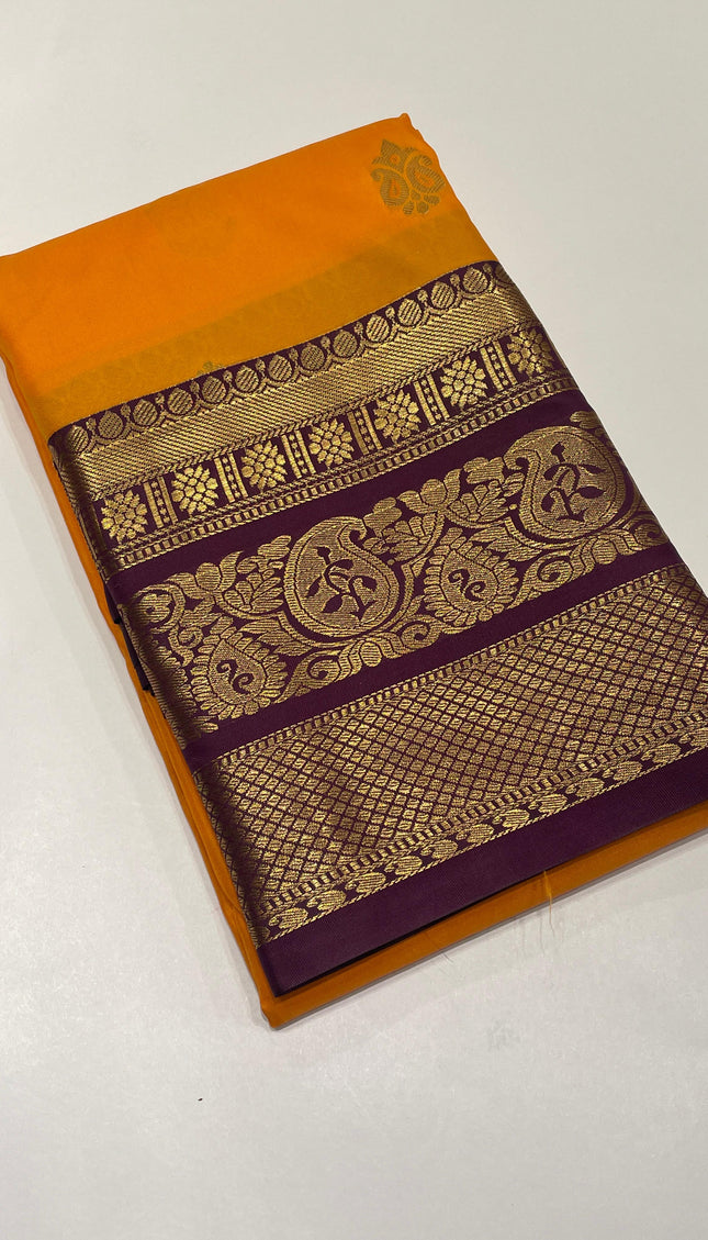 Orange semi Kanchipuram silk saree|S8_1