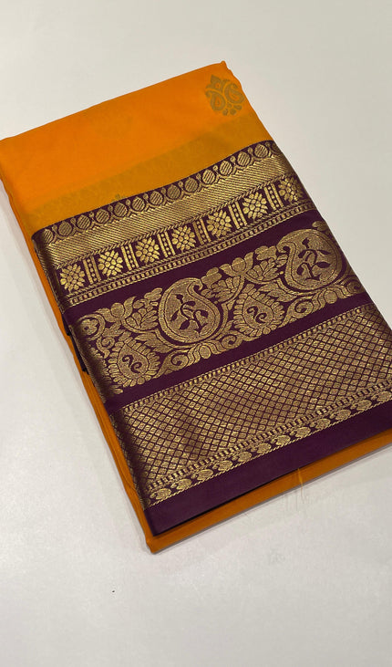 Orange semi Kanchipuram silk saree|S8_1