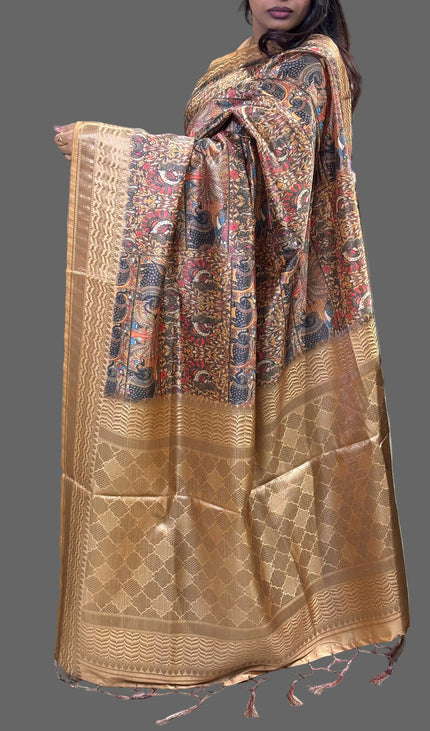 Brown Dolla Silk Designer Saree with Heritage Digital Print & Zari Border |DS31_1